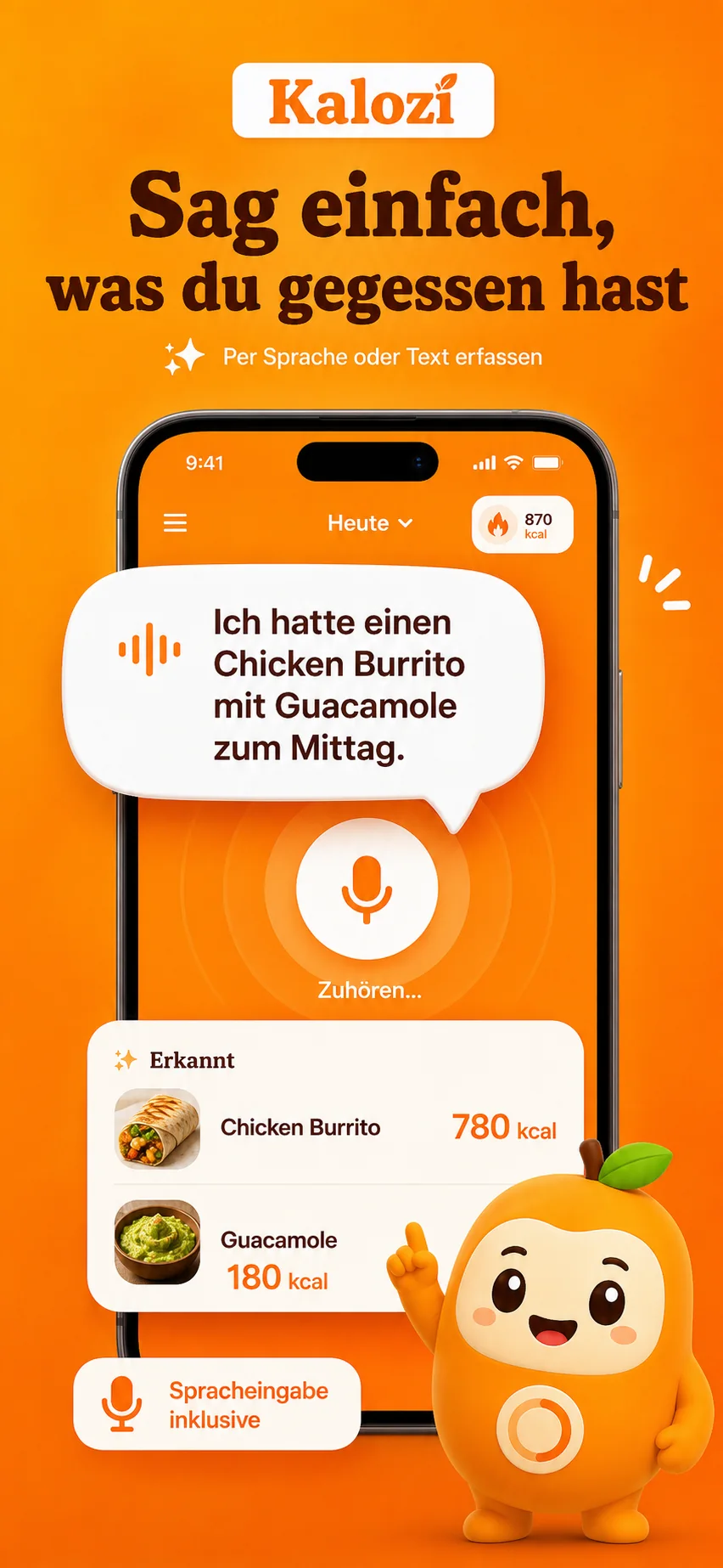 Kalozí Spracheingabe für Mahlzeiten
